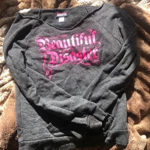 Beautiful Disaster off the shoulder sweater